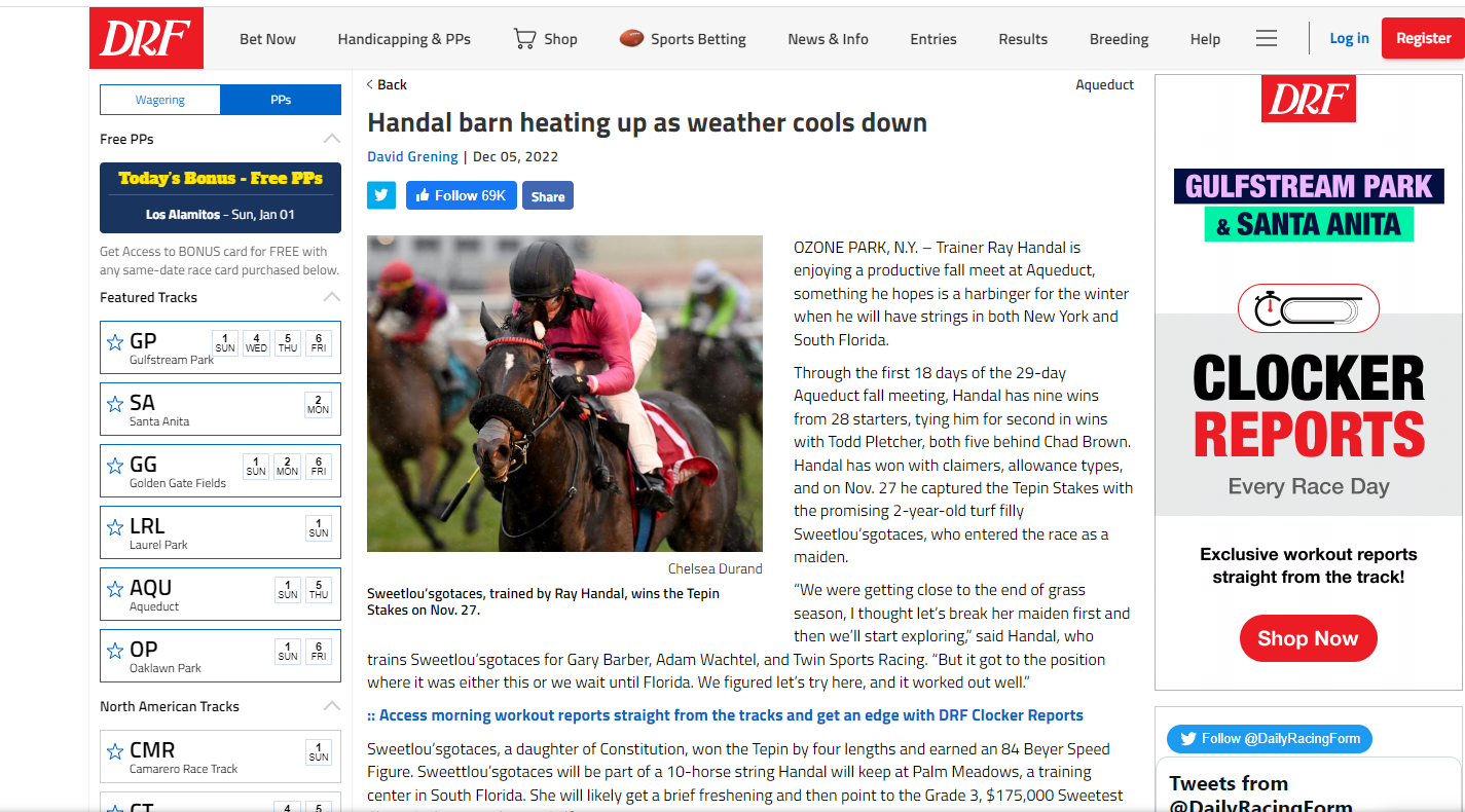 Handal Barn Heating Up As Weather Cools Down (DRF 12-5-22)